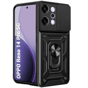 Husa pentru Oppo Reno14 Pro, SKYDDAR INNOVATION, CamShield, Inel magnetic, set cu sticker, Negru