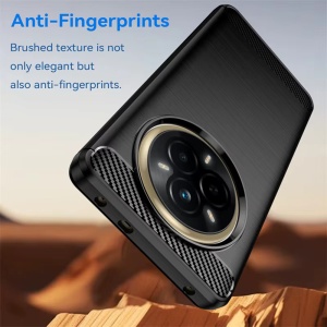 Husa pentru Realme 14 Pro, SKYDDAR INNOVATION, Carbon Silicone, din Silicon Premium, Slim, cu textura Fibra Carbon, Negru, set cu sticker - Img 3