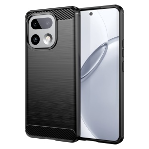 Husa pentru Realme 16 Pro+, SKYDDAR INNOVATION, Carbon Silicone, din Silicon Slim, cu textura Fibra Carbon, set cu sticker, Negru