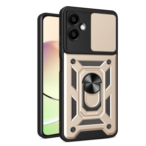 Husa pentru Samsung Galaxy A06, SKYDDAR INNOVATION, CamShield, Inel magnetic, set cu sticker, Auriu