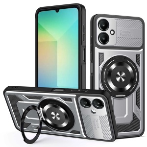 Husa pentru Samsung Galaxy A06, SKYDDAR INNOVATION, RuggedCam, Inel magnetic antisoc, set cu sticker, Gri