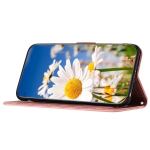 Husa pentru Samsung Galaxy A15 4G / Galaxy A15 5G din Piele Ecologică cu Design Floral, Protecție 360°, Stand Integrat, Buzunare pentru Carduri, SKDR Floral Wallet - Roz - Img 5