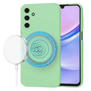 Husa pentru Samsung Galaxy A15 4G, SKYDDAR INNOVATION, din Silicon Catifelat, SoftFlex Magsafe, set cu sticker, Verde deschis