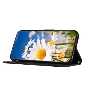 Husa pentru Samsung Galaxy A36 5G din Piele Ecologică cu Design Floral, Protecție 360°, Stand Integrat, Buzunare pentru Carduri, SKDR Floral Wallet - Negru - Img 3