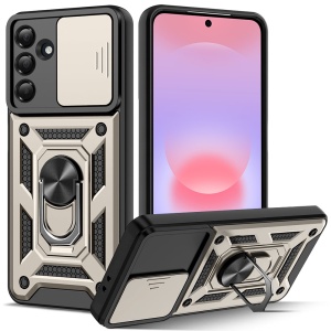 Husa pentru Samsung Galaxy A37 5G, SKYDDAR INNOVATION, CamShield, Inel magnetic, set cu sticker, Auriu