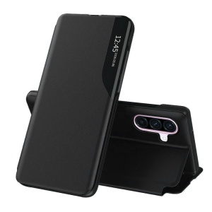 Husa pentru Samsung Galaxy A56 5G, tip carte, set cu sticker, eFold, Negru