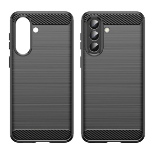 Husa pentru Samsung Galaxy A57 5G, SKYDDAR INNOVATION, Carbon Silicone, din Silicon Slim, cu textura Fibra Carbon, set cu sticker, Negru - Img 2