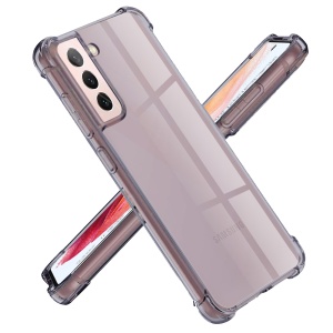 Husa pentru Samsung Galaxy S21 5G, SKYDDAR INNOVATION, Shockproof Clear Silicone, Silicon Slim, set cu sticker, Fumuriu