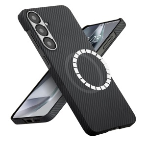 Husa pentru Samsung Galaxy S25, Antisoc, SKYDDAR INOVATION, Aramid Fibe Magsafe, set cu sticker, Negru