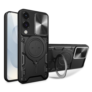 Husa pentru Samsung Galaxy S25 Edge, SKYDDAR INNOVATION, SafeCover cu Inel Magnetic, Protectie Camera, set cu sticker, Negru
