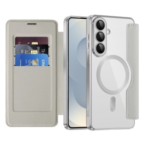 Husa pentru Samsung Galaxy S26 Edge tip carte, SKYDDAR INOVATION, SmartMag Book, Magsafe, RFiD, Suport Carduri, set cu sticker, Gri