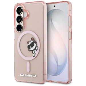 Husa pentru Samsung Galaxy S26 - Karl Lagerfeld IML Choupette Peekaboo Logo MagSafe (KLHMS26S6HCPSCP) - Pink
