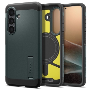 Husa pentru Samsung Galaxy S26 Plus, Antisoc, Spigen Tough Armor MagSafe, Verde
