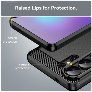 Husa pentru Samsung Galaxy S26 Ultra, , din Silicon Slim, cu textura Fibra Carbon, Skyddar Carbon Silicone, set cu sticker, Negru - Img 6