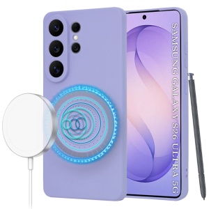 Husa pentru Samsung Galaxy S26 Ultra, SKYDDAR INNOVATION, din Silicon Catifelat, SoftFlex Magsafe, set cu sticker, Violet