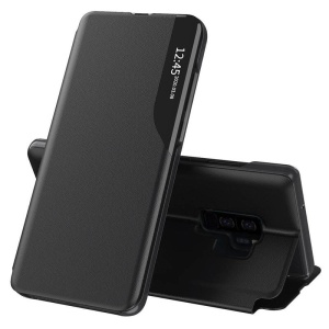 Husa pentru Samsung Galaxy S9 Plus, tip carte, set cu sticker, eFold, Negru