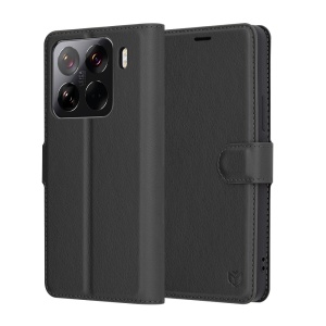 Husa pentru Xiaomi 15 Pro, SKYDDAR INNOVATION, Leather Folio tip Carte, cu Portofel Interior, Finisaje Premium, set cu sticker, Negru