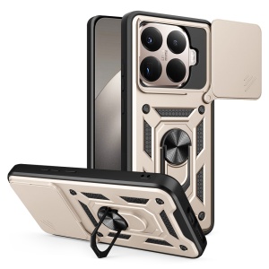 Husa pentru Xiaomi 15T Pro, SKYDDAR INNOVATION, CamShield, Inel magnetic, set cu sticker, Auriu