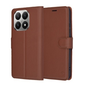 Husa pentru Xiaomi 15T, SKYDDAR INNOVATION, Leather Folio tip Carte, cu Portofel Interior, Finisaje Premium, set cu sticker, Maro