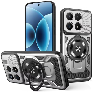 Husa pentru Xiaomi 17 Antisoc, Inel magnetic, Margini ridicate, set cu sticker, RuggedCam, Gri