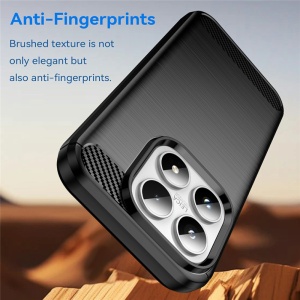 Husa pentru Xiaomi 17, SKYDDAR INNOVATION, Carbon Silicone, din Silicon Slim, cu textura Fibra Carbon, set cu sticker, Negru - Img 3
