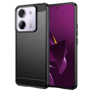 Husa pentru Xiaomi Poco M7 Pro 5G, SKYDDAR INNOVATION, Carbon Silicone, din Silicon Slim, cu textura Fibra Carbon, set cu sticker, Negru