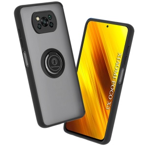 Husa pentru Xiaomi Poco X3 Pro / Poco X3 NFC / Poco X3, SKYDDAR INNOVATION, Glinth cu Inel Rotativ 360° Magnetic, Negru, set cu sticker