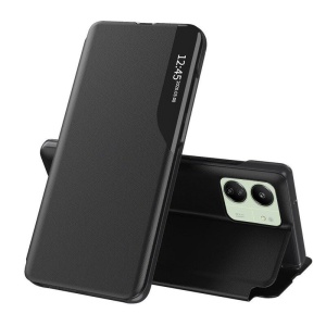 Husa pentru Xiaomi Redmi 13C 4G / Poco C65 / Redmi 13C 5G, tip carte, set cu sticker, eFold, Negru
