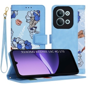 Husa pentru Xiaomi Redmi 15C 5G, SKYDDAR INNOVATION, Flipcraft din Piele Ecologică, Stand Integrat, Buzunare pentru Carduri, set cu sticker, Bleu