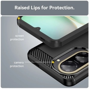 Husa pentru Xiaomi Redmi A5 4G din Silicon Premium, Slim, cu textura Carbon, set cu sticker, Carbon Silicone, Negru - Img 3