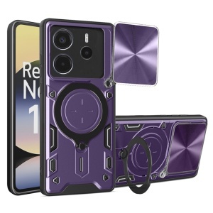 Husa pentru Xiaomi Redmi Note 14 4G (164,84 x 78,15 x 8,16mm), SKYDDAR INNOVATION, SafeCover cu Inel Magnetic, Protectie Camera, set cu sticker, Mov - Img 1