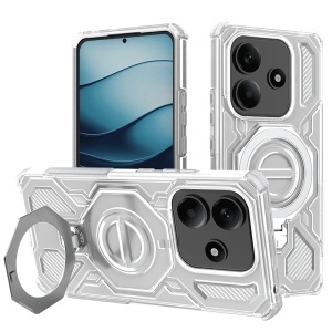Husa pentru Xiaomi Redmi Note 14 5G, Antisoc, SKYDDAR INOVATION, Carbon Shield PRO, Magsafe, set cu sticker, Alb