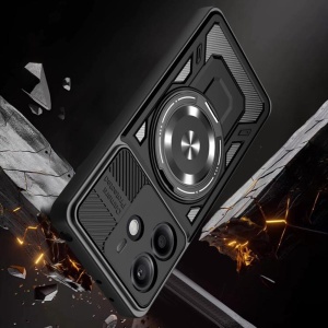 Husa pentru Xiaomi Redmi Note 14 5G, SKYDDAR INNOVATION, RuggedCam, Inel magnetic antisoc, set cu sticker, Albastru - Img 6
