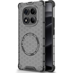 Husa pentru Xiaomi Redmi Note 14 Pro 4G, SKYDDAR INNOVATION, HoneyComb Shield MagSafe, Negru, set cu sticker