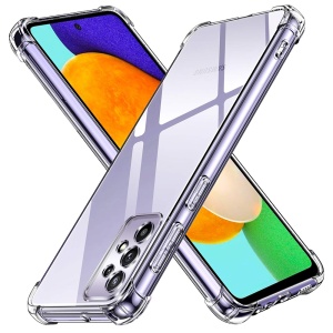 Husa Samsung Galaxy A52 5G / A52s 5G din Silicon Slim, Shockproof Clear, set cu stickerTransparenta