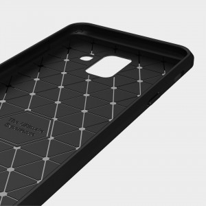 Husa Samsung Galaxy A6 2018 din silicon, Slim, cu textura Fibra Carbon - Negru - Img 7