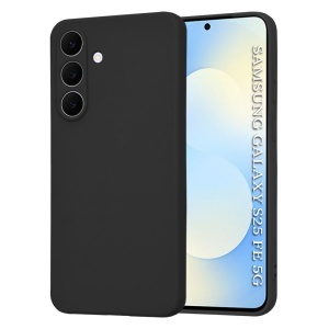 Husa Samsung Galaxy S25 FE din Silicon Catifelat, SoftElegance, set cu sticker, Negru