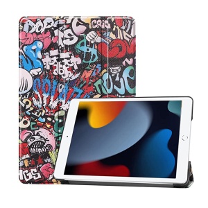 Husa tableta pentru Apple iPad 7 10.2" (2019), SKYDDAR INNOVATION, cu suport Multi-Unghi si functie Sleep/Wake, FoldPro, Multicolor, set cu sticker