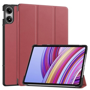 Husa tableta pentru Xiaomi Redmi Pad Pro / Redmi Pad Pro 5G / Poco Pad, SKYDDAR INNOVATION, cu suport Multi-Unghi si functie Sleep/Wake, FoldPro, Rosu, set cu sticker