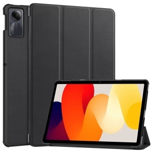 Husa tableta pentru Xiaomi Redmi Pad SE 11", SKYDDAR INNOVATION, cu suport Multi-Unghi si functie Sleep/Wake, FoldPro, Negru, set cu sticker