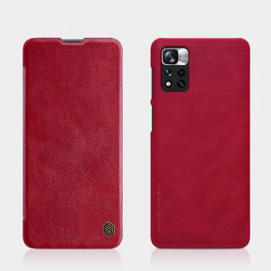 Husa Xiaomi Redmi Note 11 Pro+ 5G, Qin Leather Case, Nillkin - Rosu - Img 3