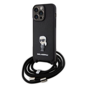 Huse pentru iPhone 15 Pro Max, Karl Lagerfeld, Saffiano Crossbody, Negru