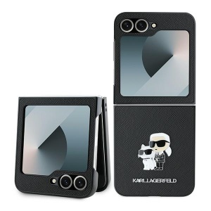 Huse pentru Samsung Galaxy Z Flip6 / Galaxy Z Flip7 FE, Karl Lagerfeld, Saffiano, Negru