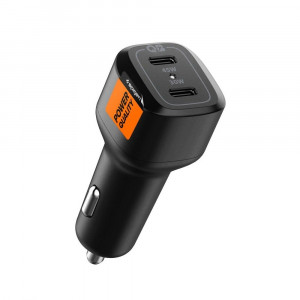 Incarcator Auto 2x Type-C Fast Charging 2.0, PD 75W, Spigen Arcstation - Negru