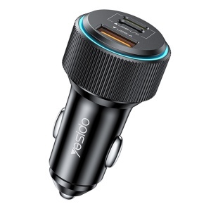 Incarcator auto, 3 porturi, 38W, PD, Cablu Type-C la Lightning, Yesido, Negru