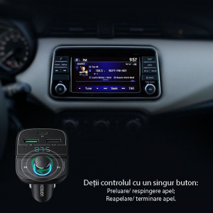 Incarcator Auto cu Modulator FM 2x USB-A, 1xType-C, 31.5W, Ugreen CD229, Negru - Img 4