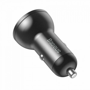 Incarcator auto, display voltaj, 2x USB 4.8 A, 24W, Baseus - Negru - Img 5