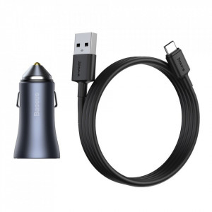 Incarcator auto USB-A, USB-C, 40W cu cablu USB la Type-C, Baseus (TZCCJD-0G) - Gri inchis - Img 6