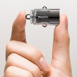 Incarcator auto, USB-C PD 45W, Mini, Aliaj Aluminiu, Yesido, Negru - Img 2