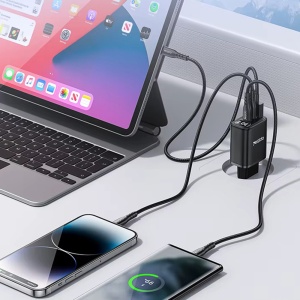 Incarcator de priza, 2x USB-C, 1x USB-A, PD 30W, Afisaj Digital, Yesido, Alb - Img 3